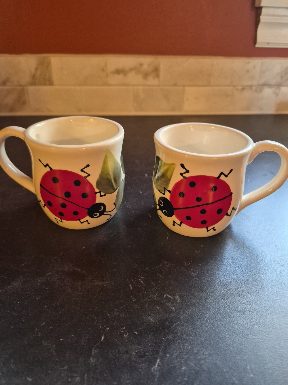 Handmade Ladybug Haven Cape Breton Small Pottery Mugs (Set Of 2)